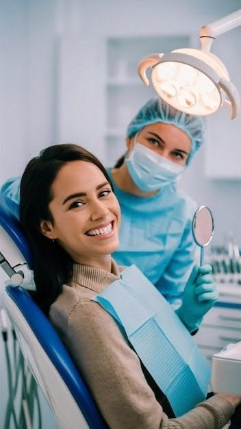 Dentist placing a cavity filling