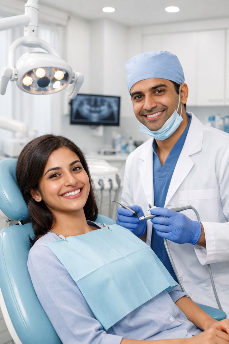 Dentist preparing a patient for periodontal treatment